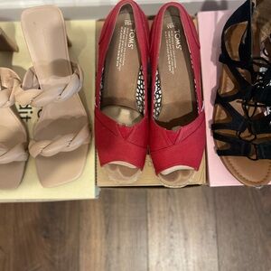 TOMS Women's Red Peep Toe Shoes